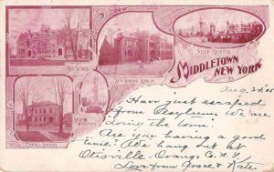 Middletown New York Buildings High School Library Hospital Postcard JH230426