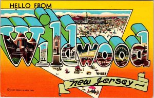 Postcard BIG LETTERS SCENE Wildwood New Jersey NJ AN1470