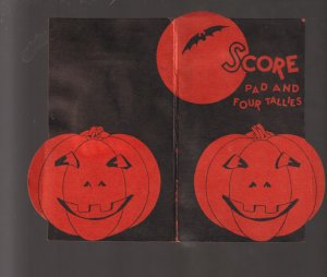 Vintage HALLOWEEN 1930 BRIDGE SCORE PAD BOOKLET Jack O'Lantern JOL Ex Carpentier