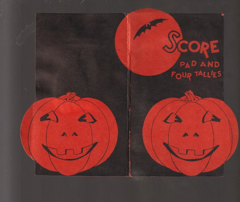 Vintage HALLOWEEN 1930 BRIDGE SCORE PAD BOOKLET Jack O'Lantern JOL Ex Carpentier