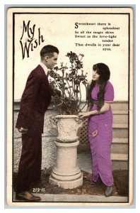 Postcard My Wish Romantic Couple Vintage Standard View Card