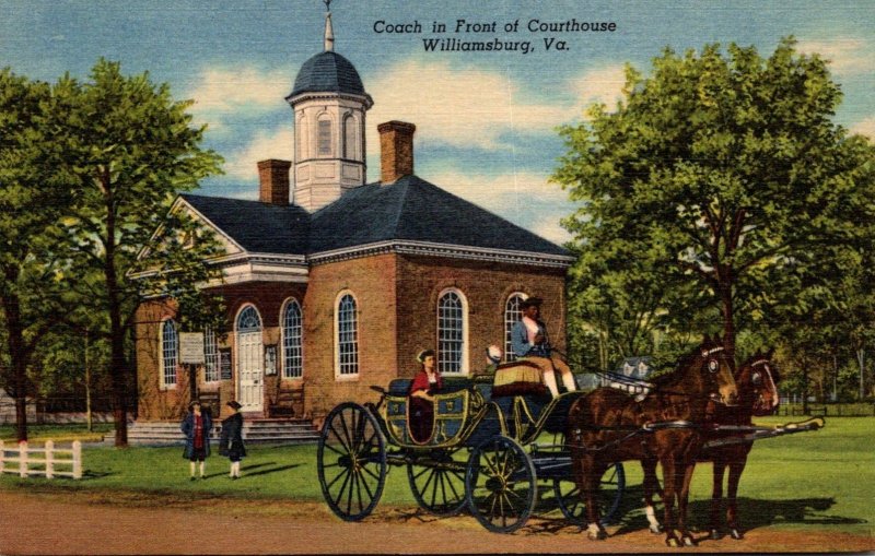 Virginia Williamsburg Coach In Front Of Court House Curteich