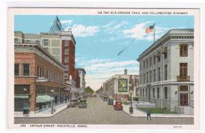 Arthur Street Pocatello Idaho 1920c postcard