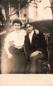 Vintage Postcard Lovers Couple Photo Real Photograph Souvenir Remembrance RPPC