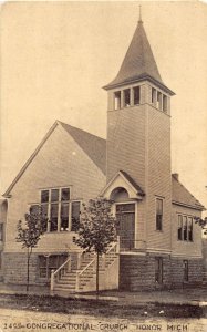 J67/ Honor Michigan Postcard c1910 Congregational Church Building  132