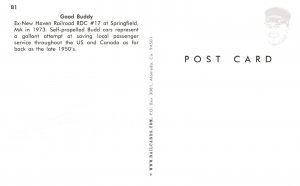 Ex New Haven Railroad RDC #17 Train 1973 Springfield Massachusetts  Postcard