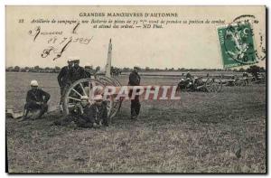 Old Postcard Army Field Artillery A Battery 75mm pieces