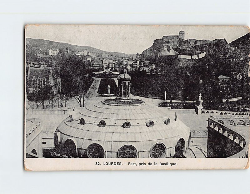 Postcard Fort, pris de la Basilique, Lourdes, France