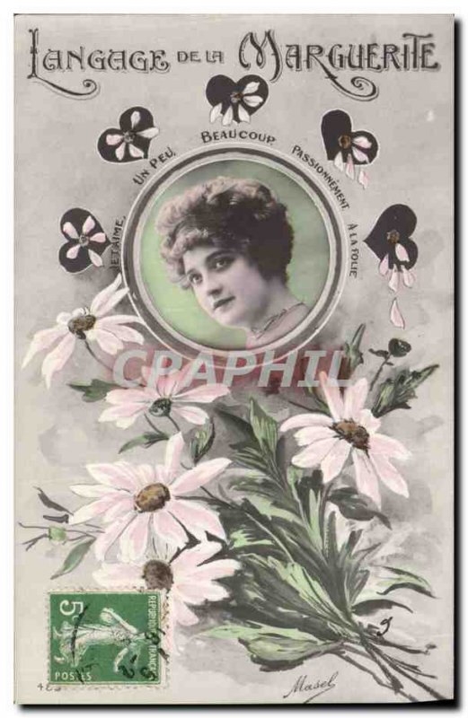 Old Postcard Fancy Language Daisy