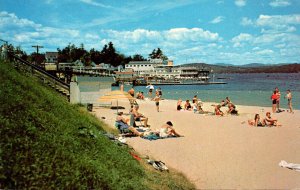 New Hampshire Lake Winnipesaukee Weirs Beach Bathing Beach and M V Mount Wash...