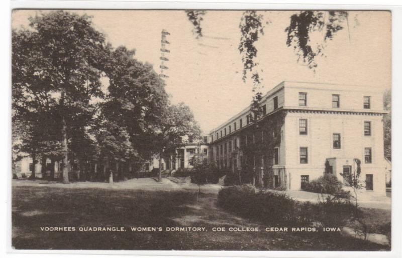 Vorhees Quadrangle Womens Dormitory Coe College Cedar Rapids Iowa postcard