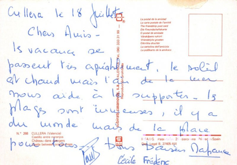 Postcard Modern CULLERA (Valencia)
Castillo between Naranjos