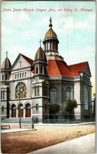 Notre Dame Church, Oregon Ave at Sibley, Chicago IL c1911 Vintage Postcard B42