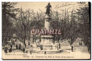 Old Postcard Perspective Marseille Des Allees De Meilhan and Capucines