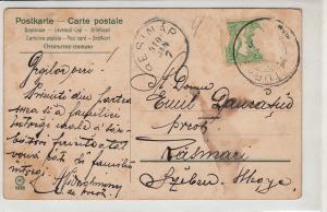 Chromo 1910 postcard Mailick Happy Holidays greetings lady & cross