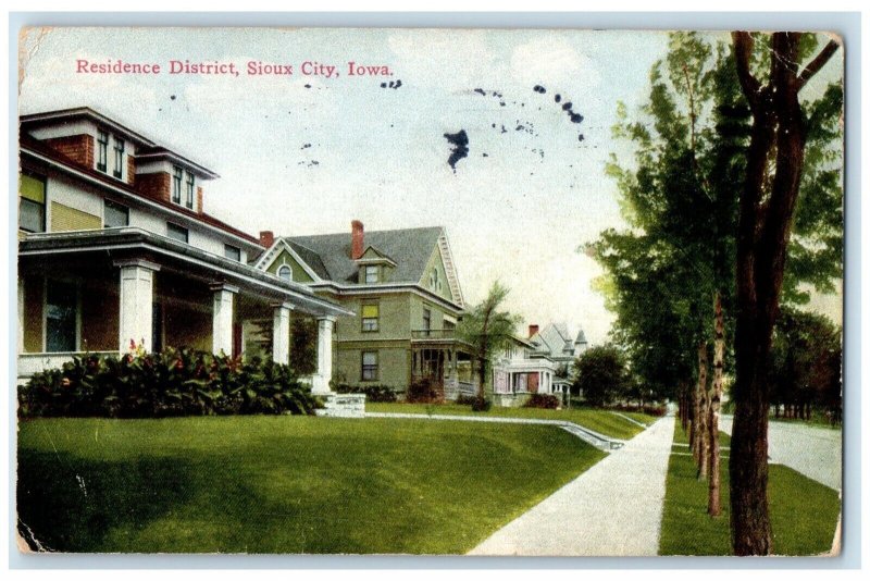 1914 Residence District Houses Home Sioux City Iowa IA Posted Antique Postcard