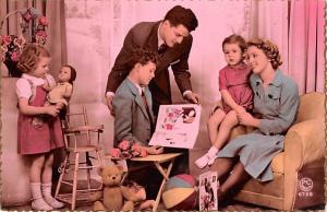 Family with toys & teddy bear Child, People Photo Unused 