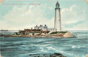 c1907 Postcard; St. Mary's Island & Light House, Whitley Bay UK Tyne and Wear