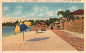 Vintage Postcard Solarium Bathing Beach Lake Estelle Orlando Florida Orange News