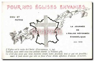 Old Postcard For our churches invaded God and Day of Homeland & # 39eglise Re...
