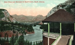 Vintage Postcard 1910's Bow River And Belvidere Of Banff Hotel Banff Alberta V&S