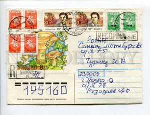 413043 BELARUS to RUSSIA 1994 Usova mushroom real posted registered Grodno COVER