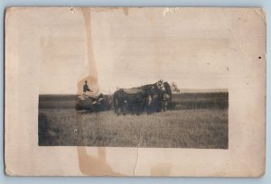 Bullock South Dakota SD Postcard RPPC Photo Farming Horses With Hay Farm Scene