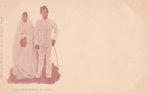 French Congo a big wedding in Congo native groom and bride  1900`s postcard