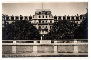 Palace Of The League Of Nations Geneva Switzerland Black And White Postcard