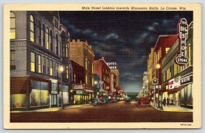 La Crosse WI~Callahan Glasses~Big Shoe Store~Doerrlinger's~Main St at Night~1943