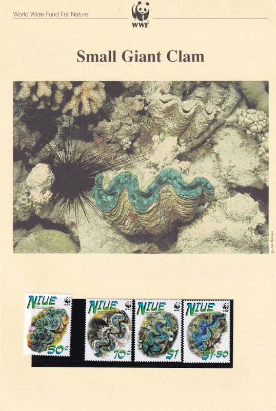 Small Giant Clam WWF Niue Stamps and Set Of 4 First Day Cover Bundle