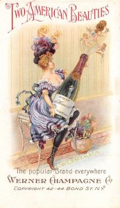 Werner Champagne Two American Beauties Ad Private Mail Postcard AA108894