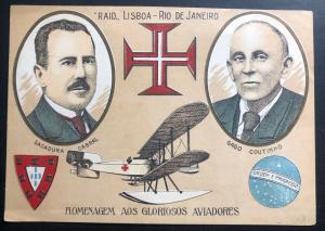 Mint Portugal Picture Postcard Early Aviation Pilots Cabral & Coutinho Homage