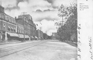 Hornellsville New York~Broad Street~Storefronts~Car & Horse Wagon~People~c1905