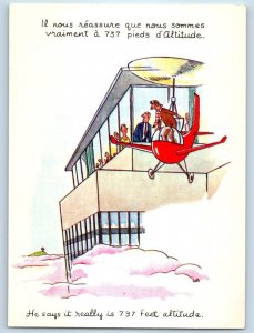 Montreal Canada Postcard Plane Pun Cartoon Ville Marie Restaurants c1950's
