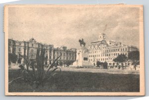 Vintage San Martin Plaza Postcard Lima Peru 1949 Posted Air Mail Stamps