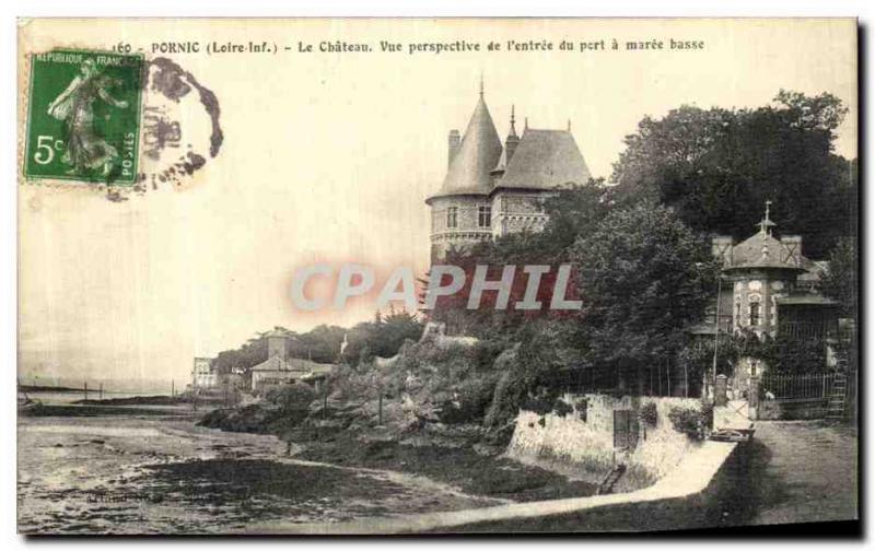 Old Postcard Pornic Le Chateau View Perpective of Entree du Port Maree Basse