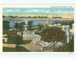 Unused Linen PARK SCENE Waterloo Iowa IA c7995