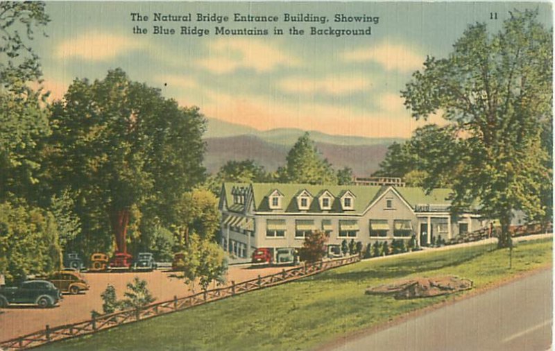 Natural Bridge Entrance Building Virginia Linen Postcard