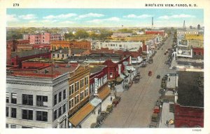 FARGO, ND North Dakota STREET SCENE~Bird's Eye DRUG~CANDY STORE c1920's Postcard