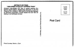 Vintage Railroad Train Locomotive Postcard - Amtrak Ice Train