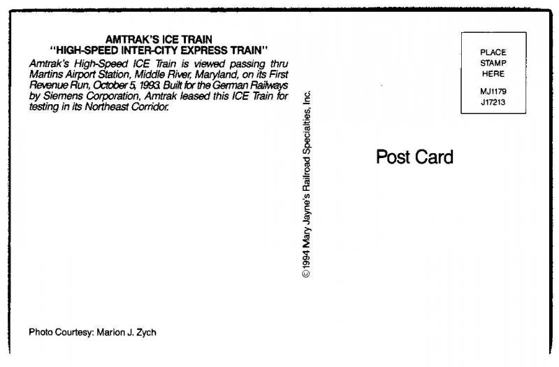 Vintage Railroad Train Locomotive Postcard - Amtrak Ice Train