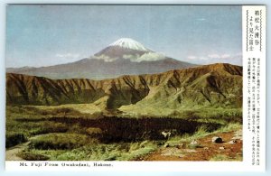 c1950s Japan Mt. Fuji from Owakudani Hakone Crater Litho Photo Postcard Vtg A31
