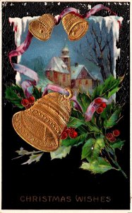 Christmas With Gold Bells and Holly