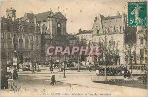 Old Postcard Nancy Place Saint-Jean and Protestant church