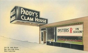 New York Paddy's Clam House Shell Fish Specialist Colorpicture Postcard 21-8974