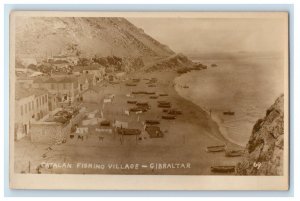 c1920's View Of Catalan Fishing Village Gibraltar UK RPPC Photo Vintage Postcard