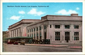 Street View Southern Pacific Station Los Angeles California CA Cars Postcard UNP 