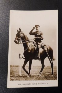 Mint England Royalty Postcard RPPC HM His Majesty King George V Horse Riding