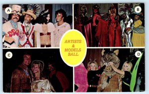 LOS ANGELES, CA ~ Gary Berwin's ARTISTS & MODELS BALL Costumes c1970s  Postcard